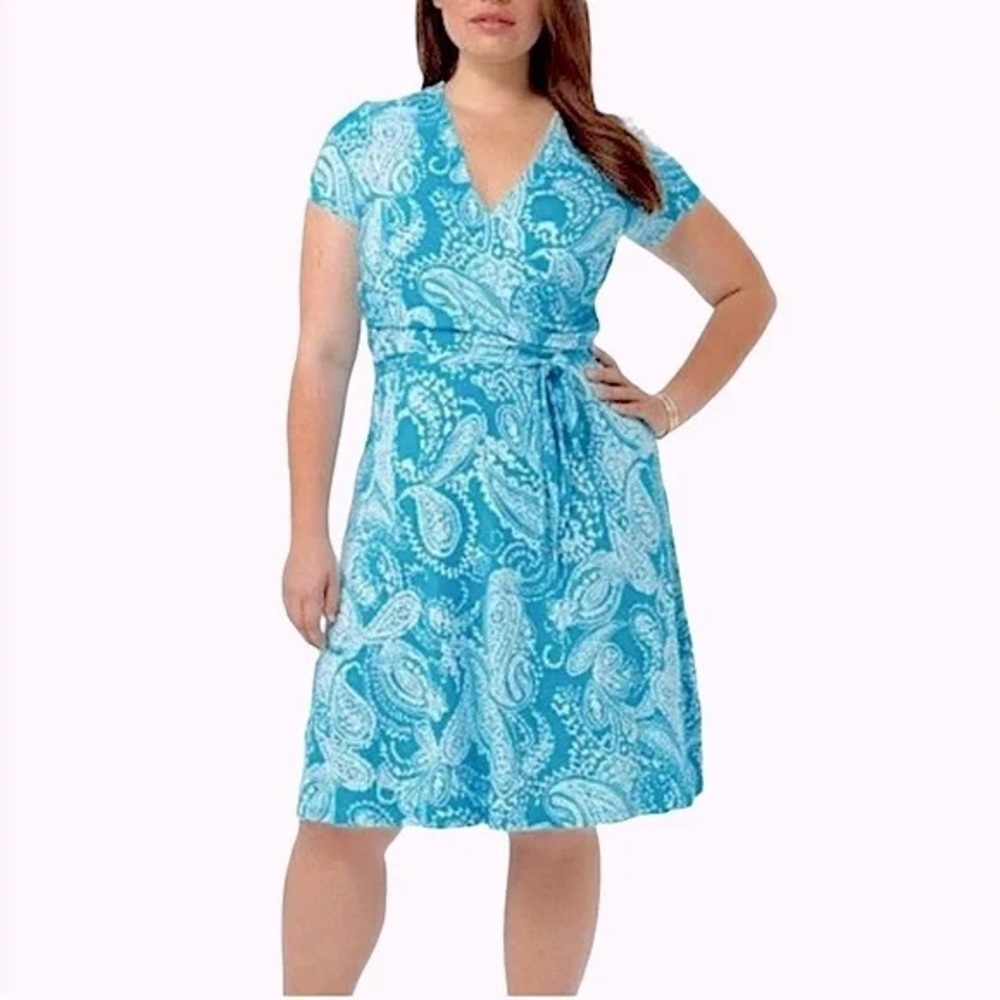 Lands' End Blue Paisley Midi Dress